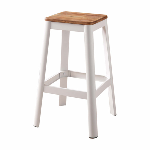 Contrast White and Natural Wood Bar Stool