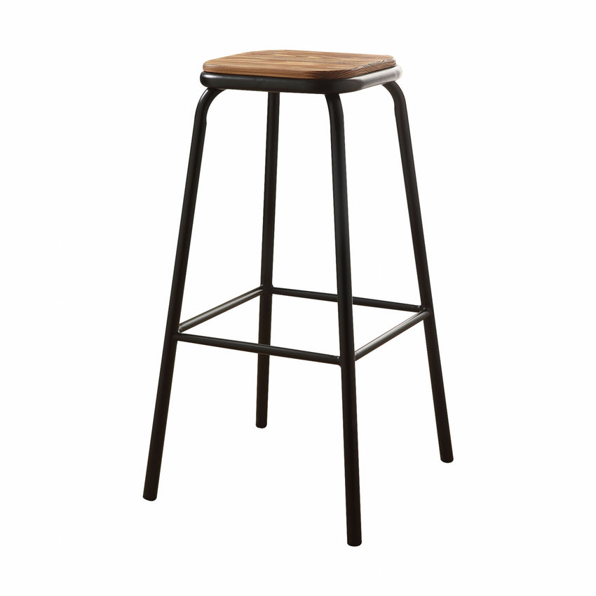 Set of 2 - 30' Black and Natural Metal base Backless Stools