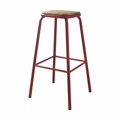 Set of 2 30' Red and Natural Backless Stools