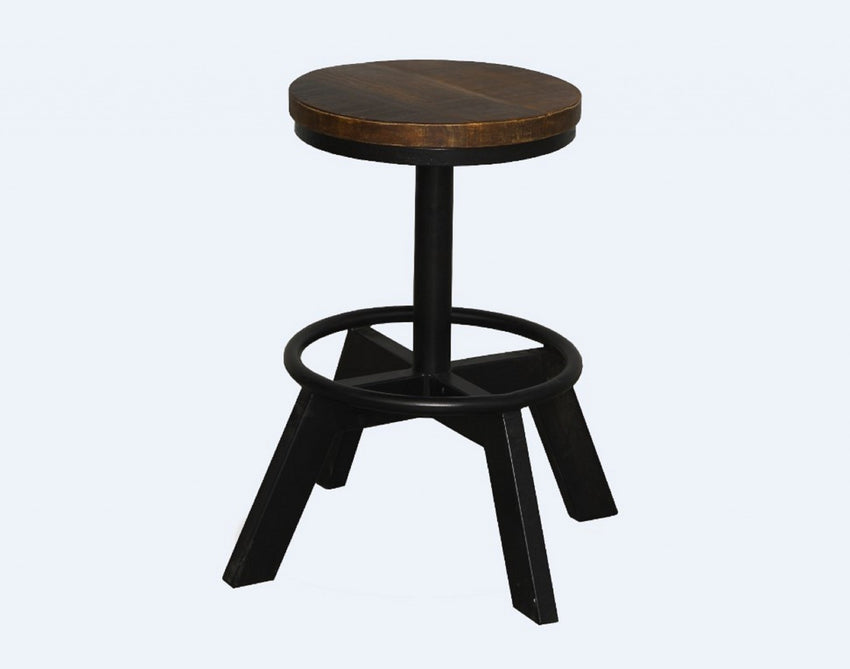 Old School Industrial Dark Wood Stool