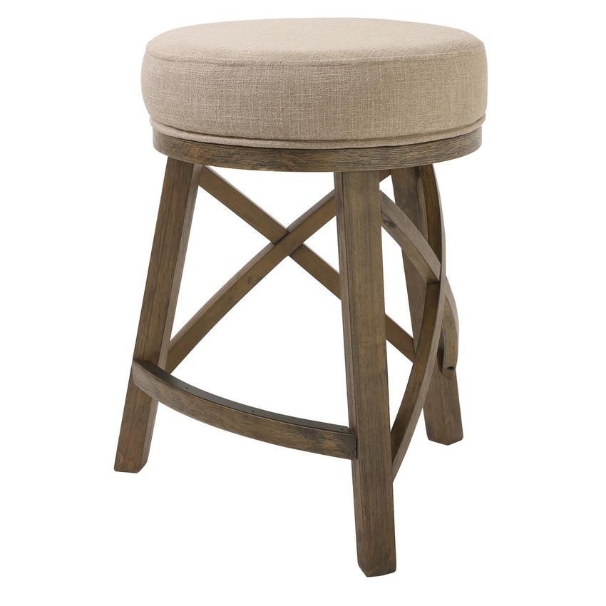 Counter Height Cream Modern Round Three Leg Stool