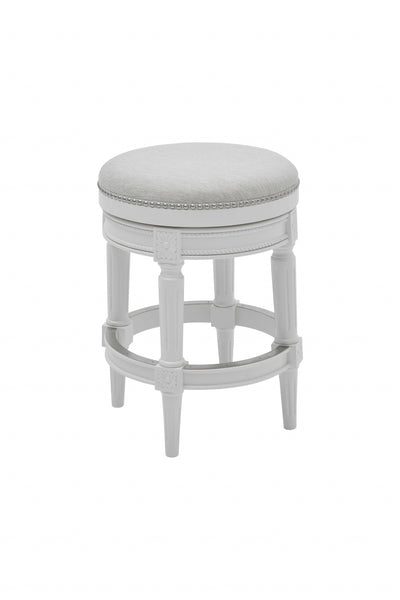 Counter Height Round Counter Stool in Alabaster White Fabric