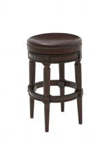 Distressed Walnut Finished Bar Height Round  Stool