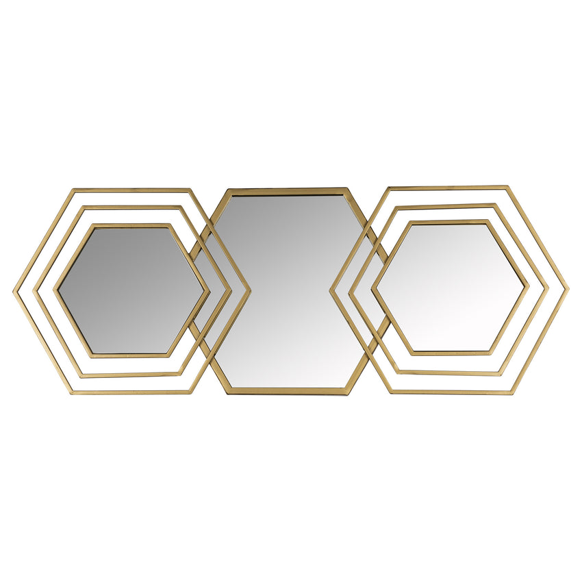 Gold Hexagon Trio Modern Wall Mirror