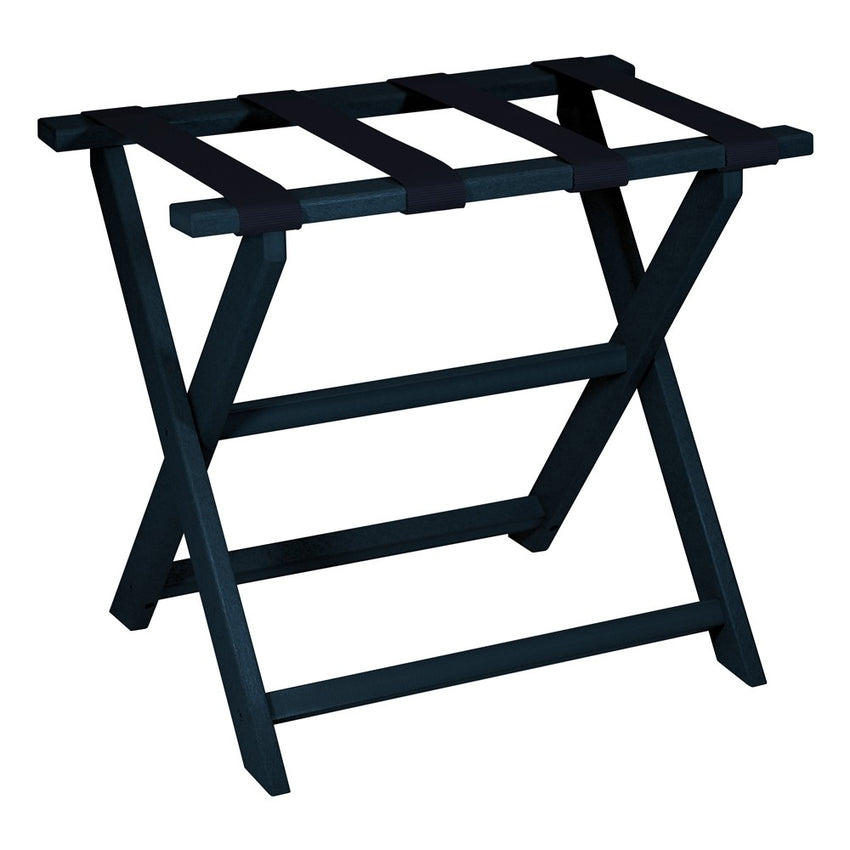 Earth Friendly Navy Blue Folding Luggage Rack with Navy Straps