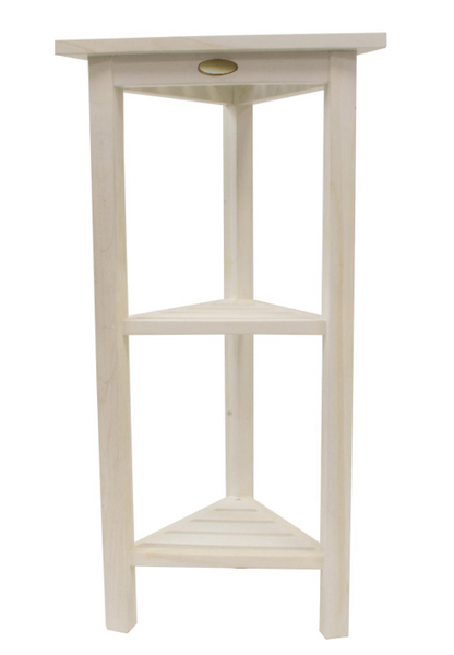 Hotel White Teak 32" Triangle Corner Shower Tiered Shelf