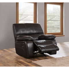 Espresso Black Leather Gel Cover Glider Recliner in Removable Back And Extra Plush Cushions