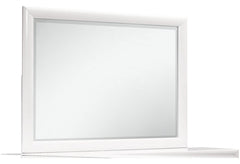 White Mirror with Rectangular Wood Trim