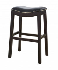 30" Espresso and Black Saddle Style Counter Height Bar Stool