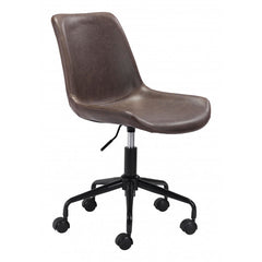 Modern Brown Faux Leather Rolling Office Chair