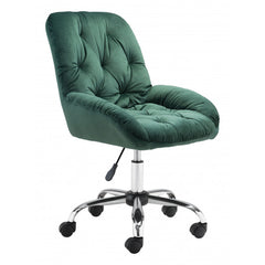 Extra Comfy Green Velvet Rolling Office Chair