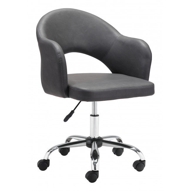 Gray Faux Leather Curved Open Back Office Chair