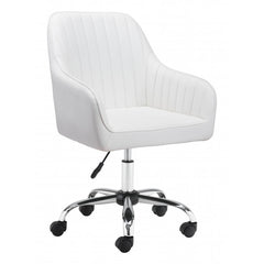 White Faux Leather Upholstered Stylish Office Chair