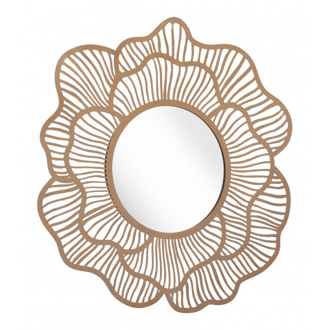 Flower Lines Gold Finish Wall Mirror