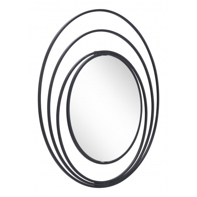 Concentric Circles Black Finish Wall Mirror