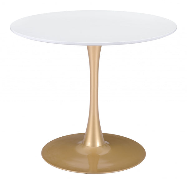 White and Gold Round Dining Table