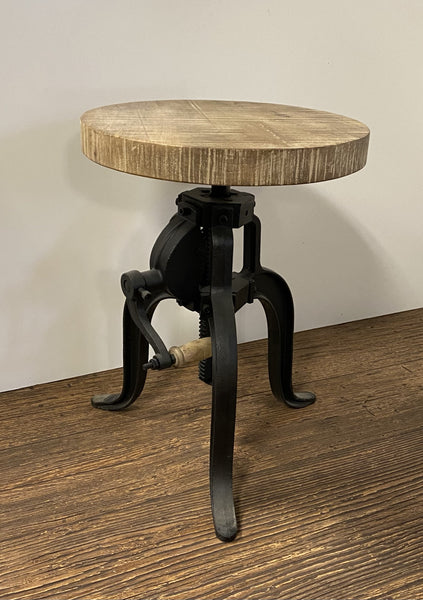 Industrial Adjustable Rustic Crank Stool