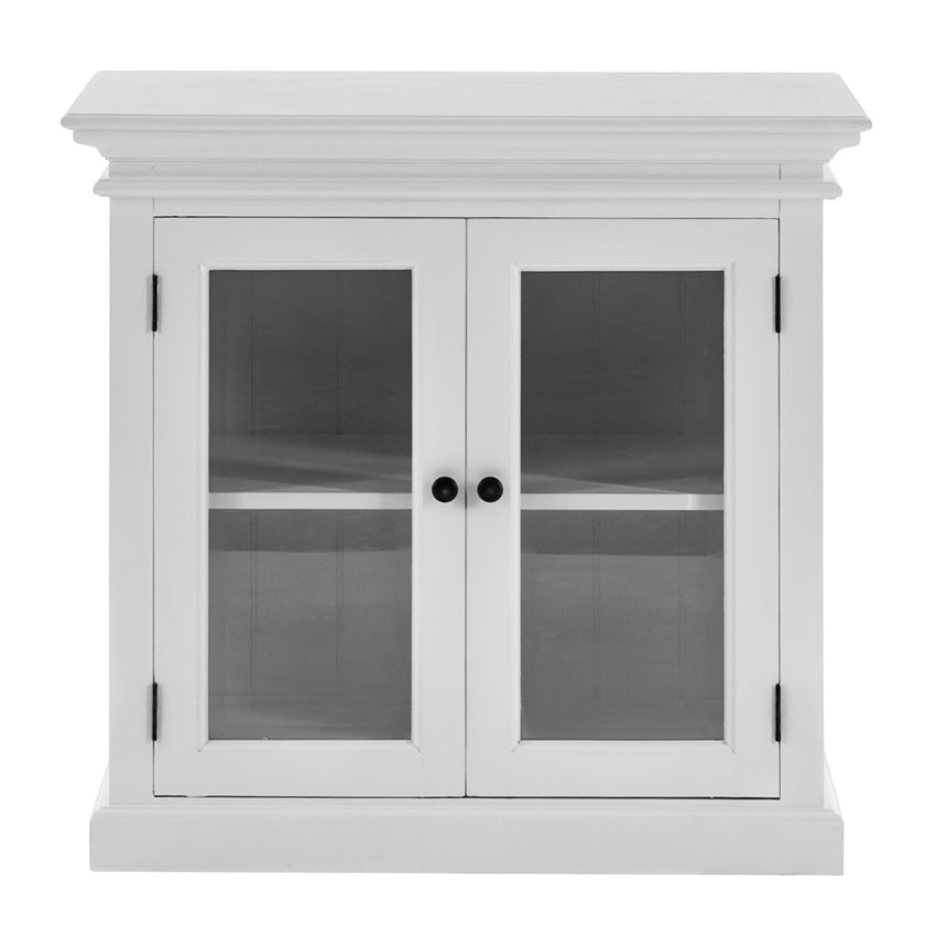 Modern Farm White Glass Door Accent Cabinet