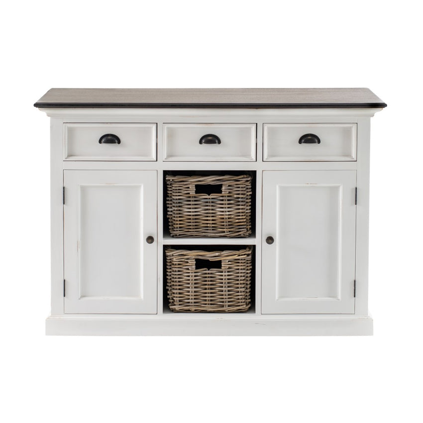 Modern Farmhouse Brown and White Large Accent Cabinet