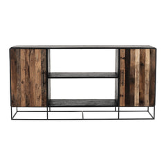 Modern Rustic Black and Natural Media Center TV Stand