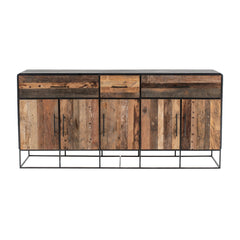 71" Modern Rustic Black and Natural Buffet Server