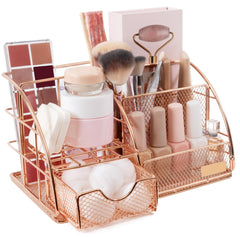 Stylish Rose Gold Makeup and Skin Care Organizer for Vanity