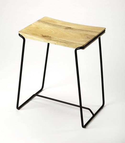 Sleek Wood and Black Metal Counter Stool