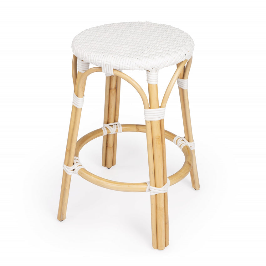 White Rattan Counter Stool