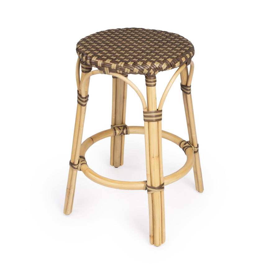 Light and Dark Brown Rattan Counter Stool