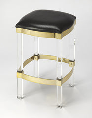 Acrylic and Black Leather Counter Stool