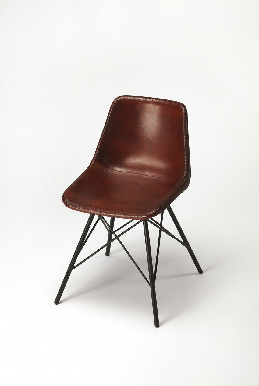 Brown Leather Side Chair