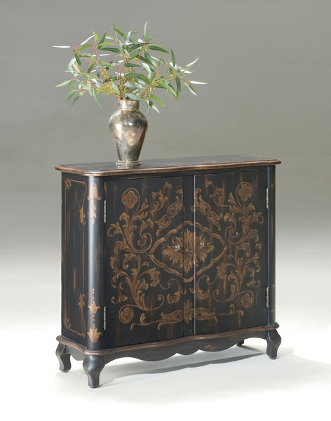 Leyden European Black Painted Console Cabinet