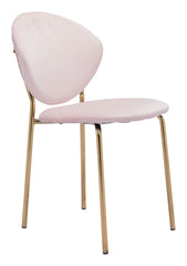 Stylish Pink Velvet and Gold Finish Dining or Accent Chairs Set of 2