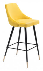 41 Yellow Velvet Color Pop Bar Chair