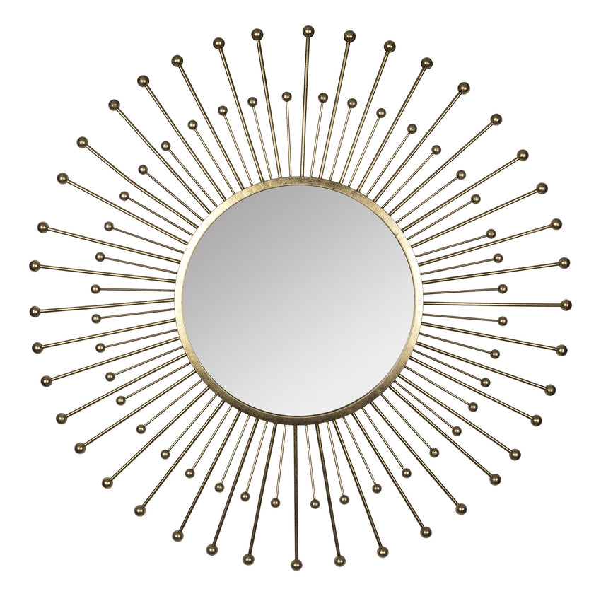 Gold Sunburst Round Wall Mirror