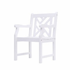 White Patio Armchair with Diagonal Design