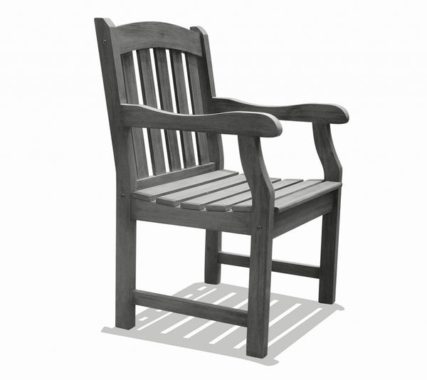 Distressed Patio Armchair with Horizontal Slats