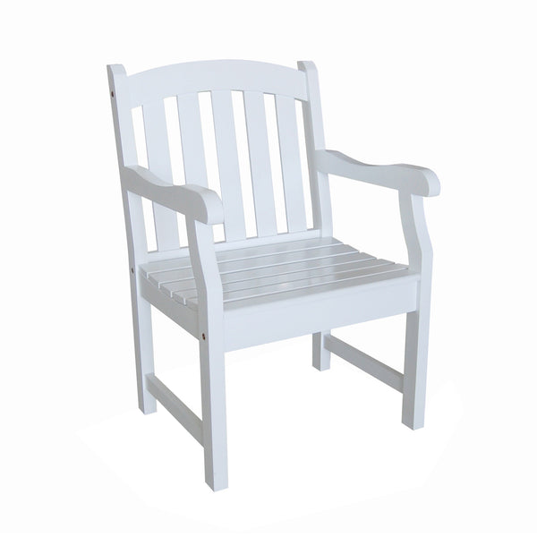 White Patio Armchair with Horizontal Slats