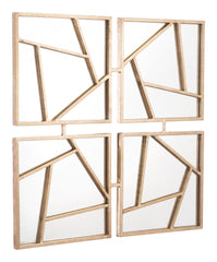 Four Part Gold Geometric Mirror