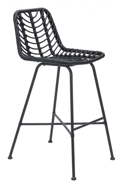 Woven Chevron Black Bar Chair