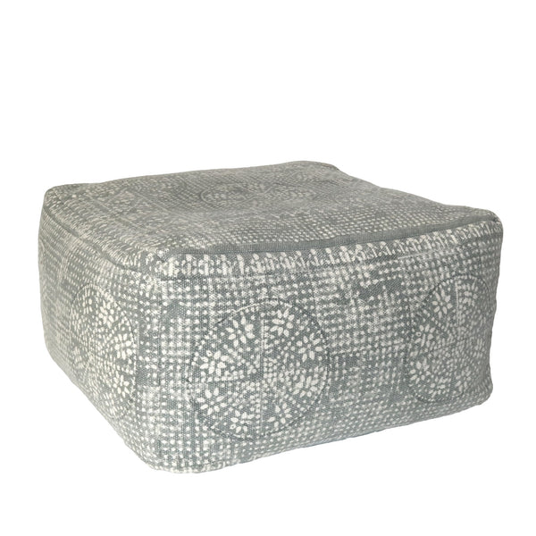 Light Gray Patterned Rectangle Pouf