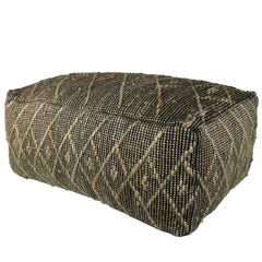 Black Hemp Textured Rectangle Pouf