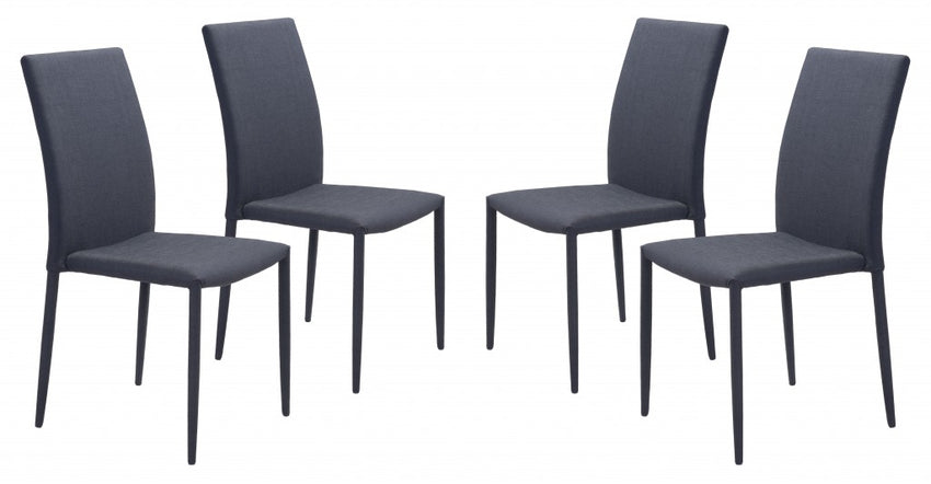 Set of Four Black Restaurant Quality Sleek Dining Chairs