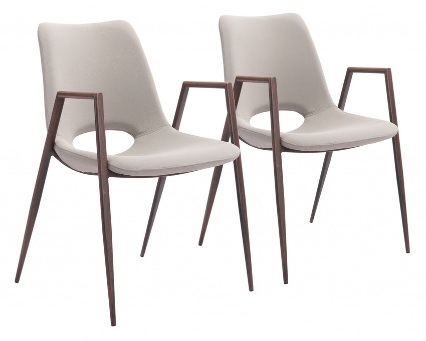 Set of Two Ivory Retro Modern Funk Dining Chairs