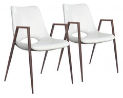 Set of Two White Retro Modern Funk Dining Chairs