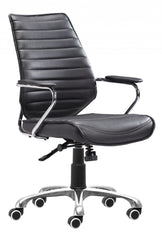 Black Faux Leather Executive Channel Back Rolling Office Chair