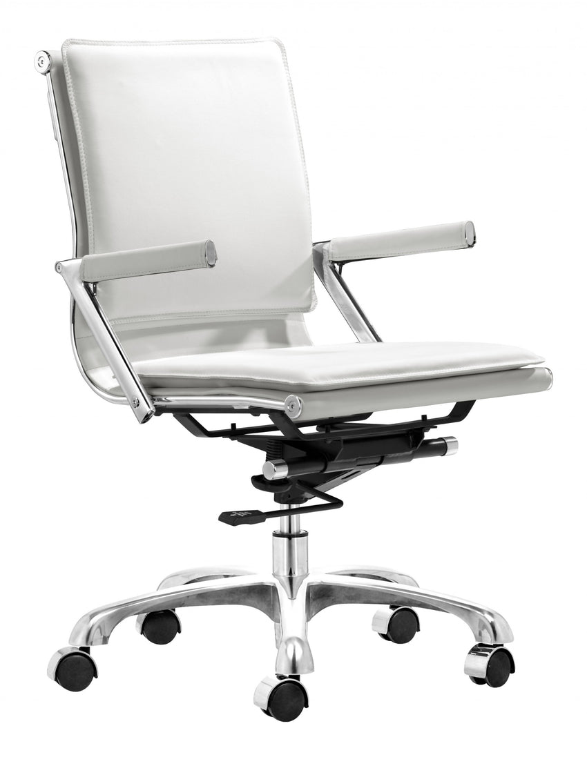 White Faux Leather Executive Rolling Office Chair