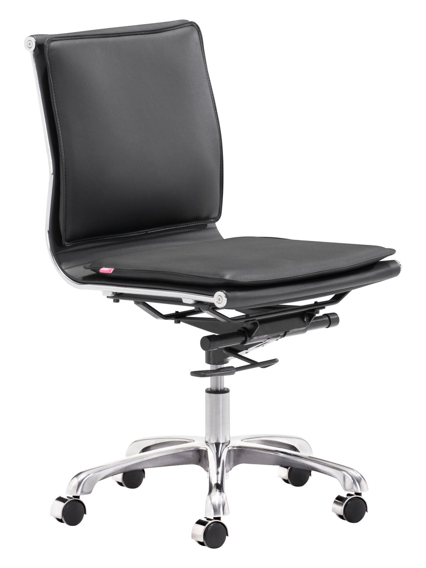 Black Faux Leather Armless Executive Rolling Office Chair