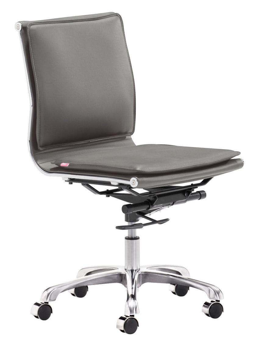 Gray Faux Leather Armless Executive Rolling Office Chair