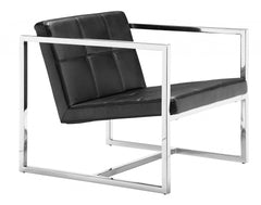 Chrome Cubed Black Faux Leather Armchair